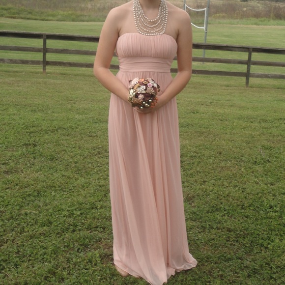 Barbiecore Blush pink pearl and rhinestone bridesmaid dress - Picture 2 of 4